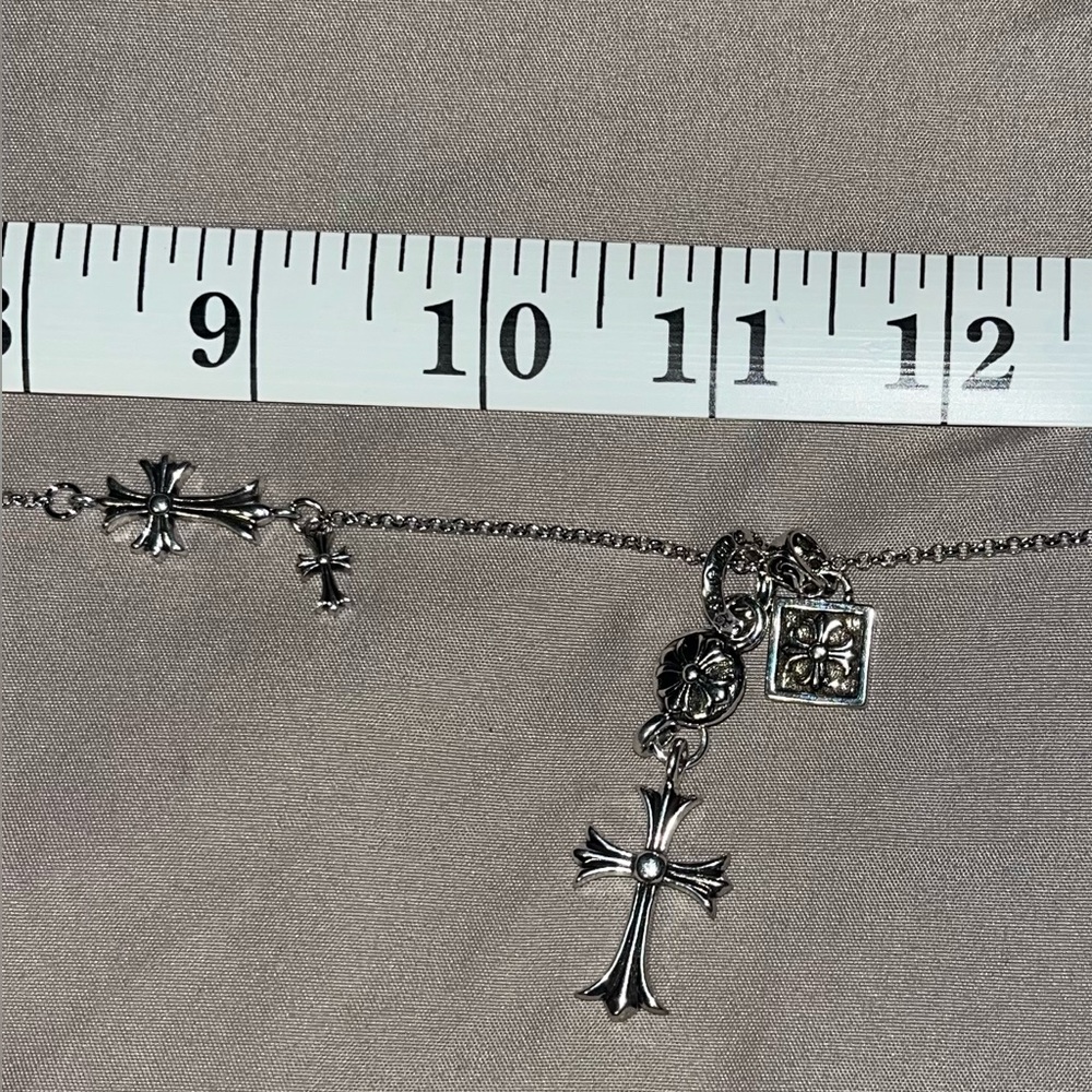 Chrome Hearts CH Silver Triple Cross Rosary Style Necklace Gothic Cross Pendants - Picture 11 of 14